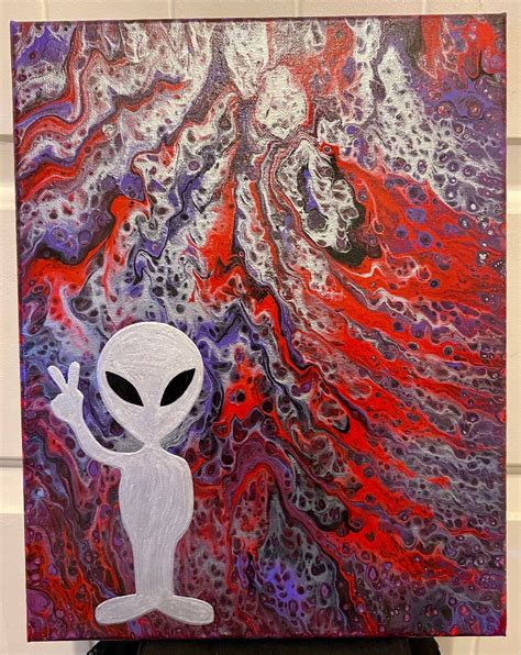 Alien Art, Space Painting, Extraterrestrial Art Piece, Original Space ...