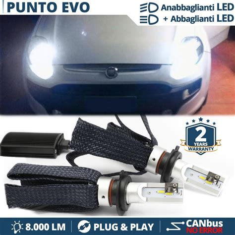 Kit Led H Per Fiat Punto Evo Luci Anabbaglianti Abbaglianti Canbus