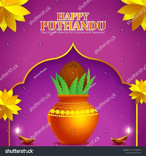 Vector Illustration Happy Puthandu Wishes Greeting Stock Vector ...