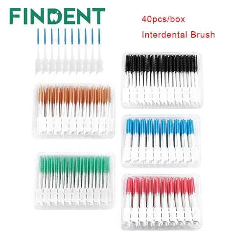 40pcs box Escova Interdental Palito Dental Cabeça Entre Escovas