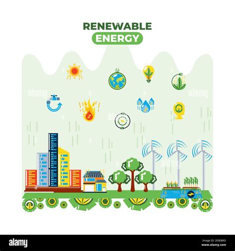 Renewable Energy Solar And Wind Hydro And Bio Fuel Vector Illustration