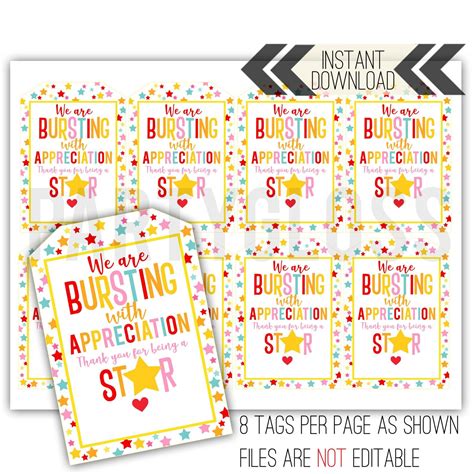 We Are Bursting With Appreciation Free Printable