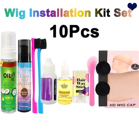 10pcs Wig Installation Kit Set Wrap Set Hair Mousse Lace Tint Mousse Waterproof Lace Glue And