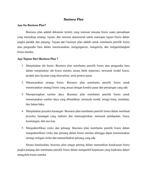 Business Plan Business Plan Apa Itu Business Plan Business Plan