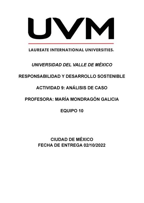 Actividad 9 ANÁ Lisis DE CASO UNIVERSIDAD DEL VALLE DE MÉXICO