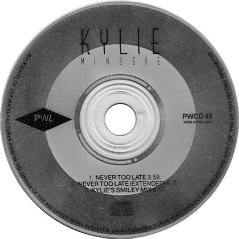 Car tula Cd de Kylie Minogue - Never Too Late (Cd Single) - Portada