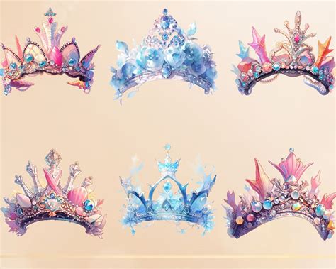 Mermaid Crown and Princess Crown Clipart, Mermaid Tiara, Ocean Themed ...