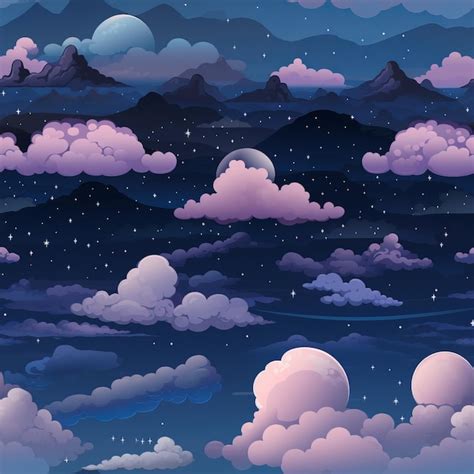 Cielo Nocturno Con Nubes Y Luna Ilustraci N Vectorial Foto Premium