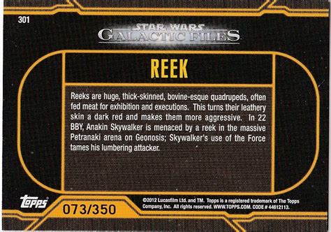 Star Wars Galactic Files Series Blue Parallel Reek Ebay