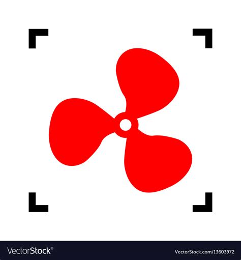 Fan sign red icon inside black focus Royalty Free Vector