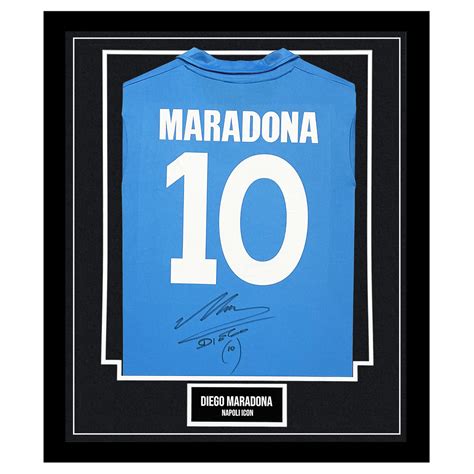 Signed Diego Maradona Framed Shirt Napoli Icon Autograph