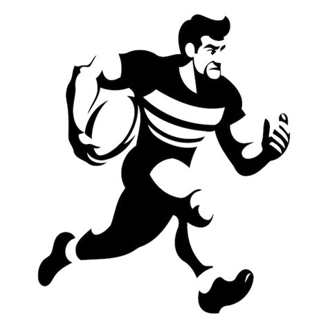 Jugador de rugby corriendo con la pelota Ilustración vectorial en