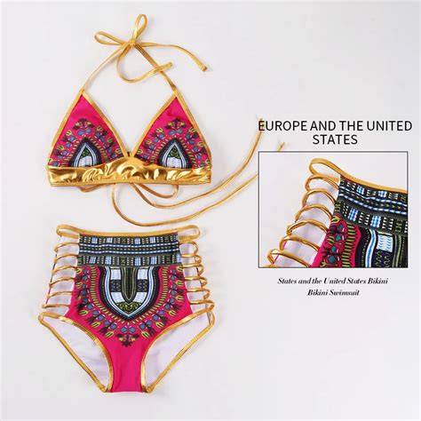 Summer African Style Straps Two Pieces Bath Suits Bikini Set Sexy