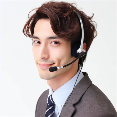 Premium Ai Image Handsome Man Works In Customer Service Business With