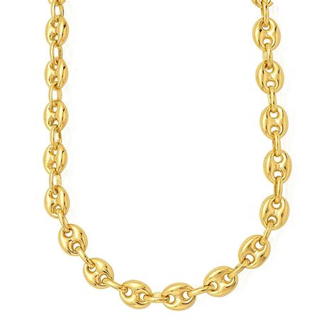 14k Gold Puffed Anchor Mariner Chain 14k Gold Chains 5mm 18 20 24 Chain