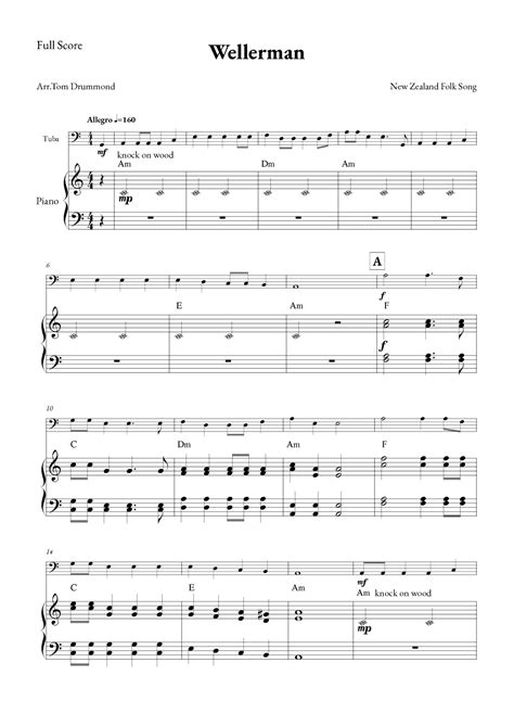 Wellerman Arr Tom Drummond By New Zealand Folk Song Sheet Music For