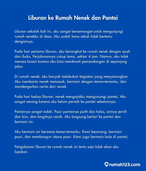 Contoh Cerita Liburan Ke Rumah Nenek Yang Menarik Dan Berkesan