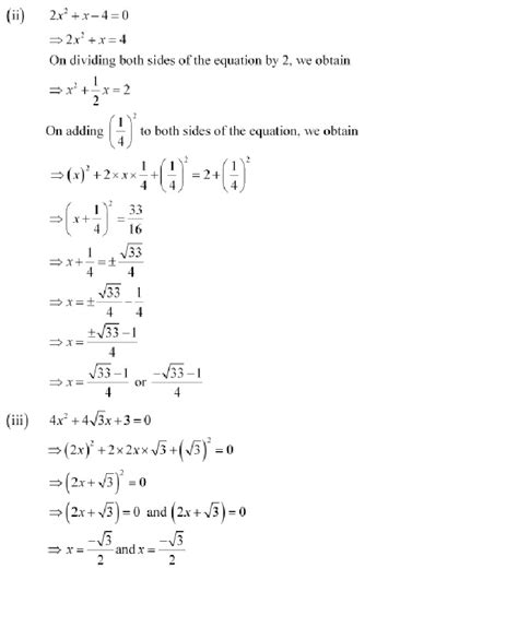 Ncert Solutions For Class 10th Maths Chapter 4 Quadratic Equations