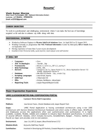 Vivek Sharma Resume Pdf