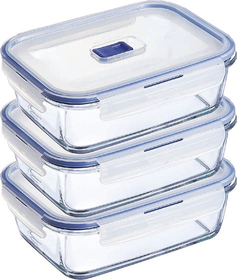 Prep And Savour Cashten Glass Food Storage Set Of 3 Containers And 3