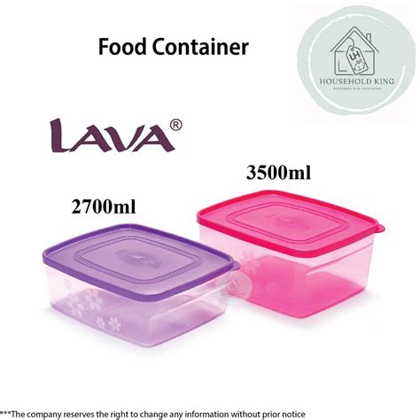 LAVA Plastic Food Storage Container Lunch Box BPA FREE Bekas Makanan