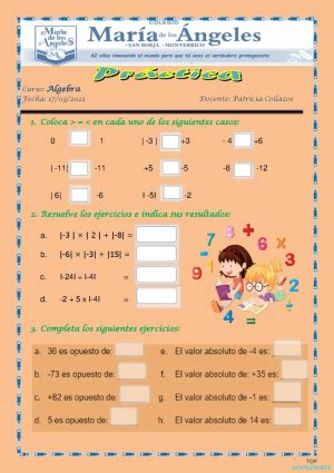 Números Enteros Ficha interactiva TopWorksheets