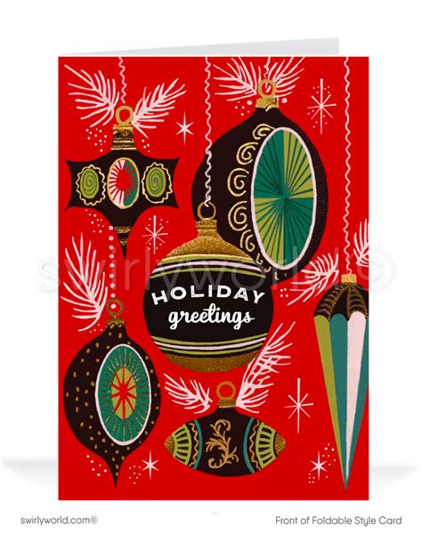 Vintage Holiday Cards Swirly World Design