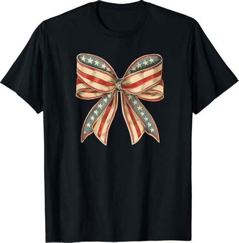 Coquette Bow American Flag Vintage Patriotic Coquette Bow T Shirt