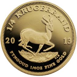 Pre Owned 2013 South African Krugerrand 1 4oz Gold Proof Coin Out Of