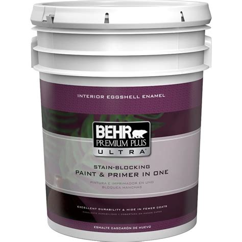 Behr Premium Plus Ultra 5 Gal Ultra Pure White Eggshell Enamel