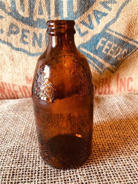 Vintage Anheuser Busch Amber Embossed Bottle With Eagle Etsy