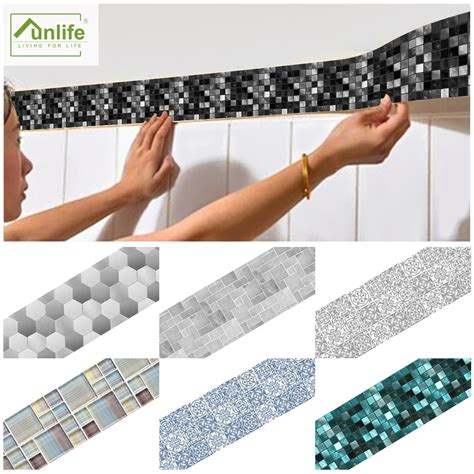 Funlife Pegatinas De Pared De Mosaico Negro Pegatinas De Azulejo Pelar