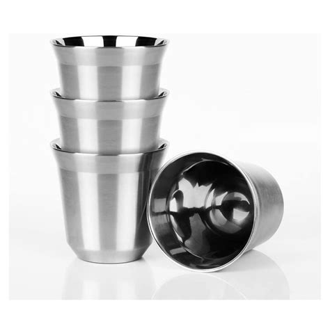 Lecelebee 75ml 25 Ounce Stainless Steel Espresso Cups 4 Pack