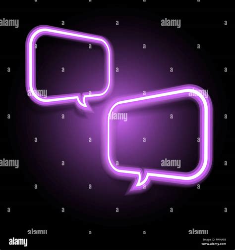 Violet Neon Speech Bubble On Dark Background Stock Vector Stock Vector