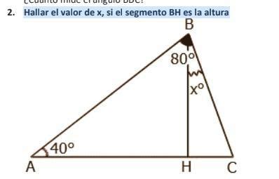 Ejercicio Hallar El Valor De X Si El Segmento BH Es La Altura