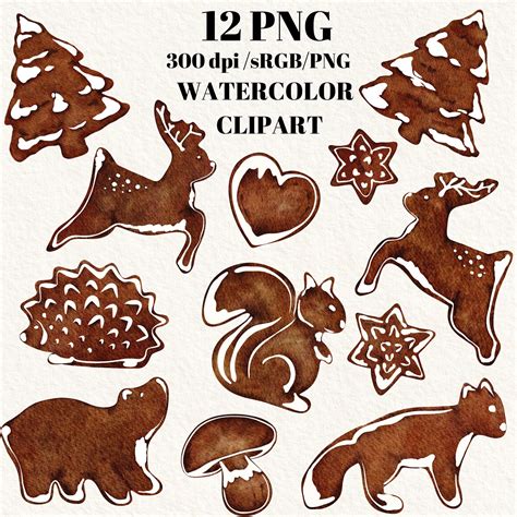 Lebkuchen Clipart Lebkuchen Png Aquarell Lebkuchen Clipart Etsy Schweiz