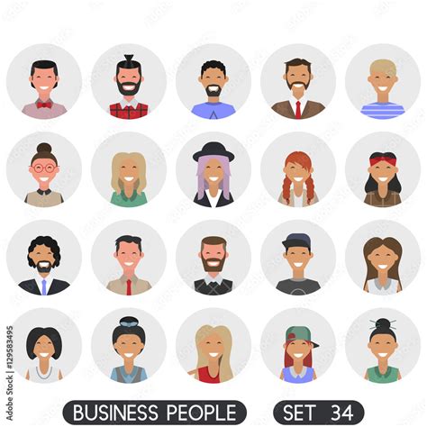 Avatar Flat Design Icons People Icons Vector Illustration Business