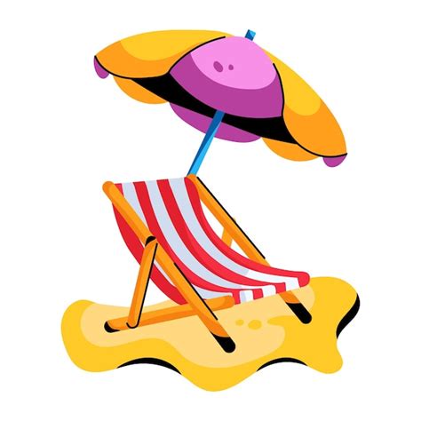 Icono De Plano De Muebles De Playa Vector Premium