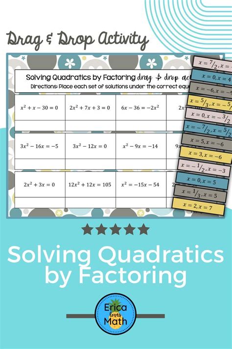 Solving Quadratic Equations By Factoring Digital Activity Drag Drop