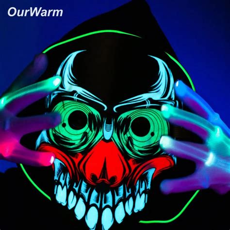 OurWarm Halloween LED Mask Full Face Dance Mask Party Supplies DIY ...