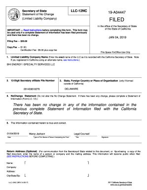 Fillable Online Statement Of No Change State Forms Fax Email Print