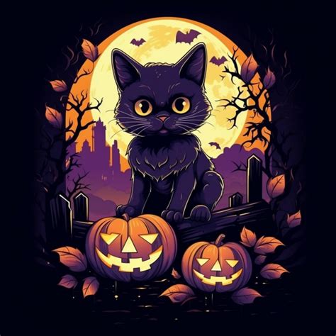 Halloween Black Cat Cartoon Free Stock Photo - Public Domain Pictures