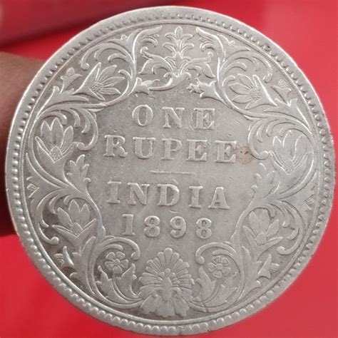 One Rupee Calcutta Mint Queen Victoria Rare Silver Coin Of British