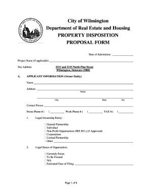 Fillable Online Wilmingtonde Rfp Proposal Form Wilmingtonde Fax