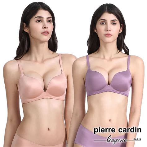 【pierre Cardin 皮爾卡登女性內衣】任選b罩 光澤美人厚墊無鋼圈內衣單件 黑橘紫 Momo購物網 好評推薦