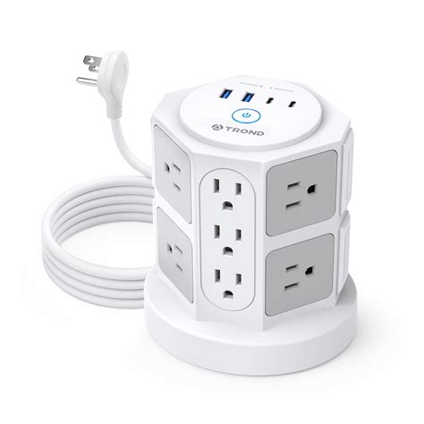 TROND Surge Protector Power Strip Tower USB C 14 AC Outlets 6ft