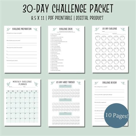 30 Day Challenge Tracker Printable Packet PDF Habit Tracker Etsy 30