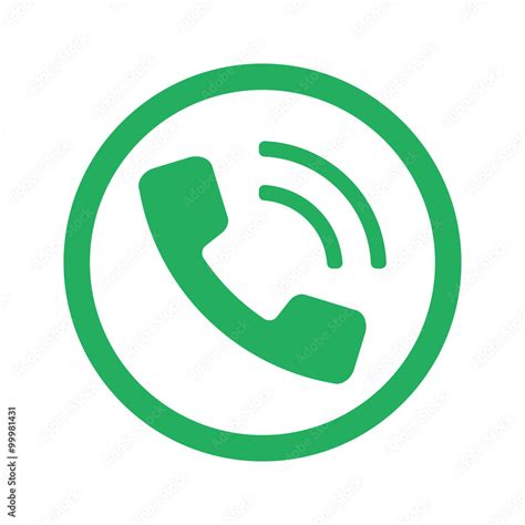 flat green phone icon  green circle adobe stock