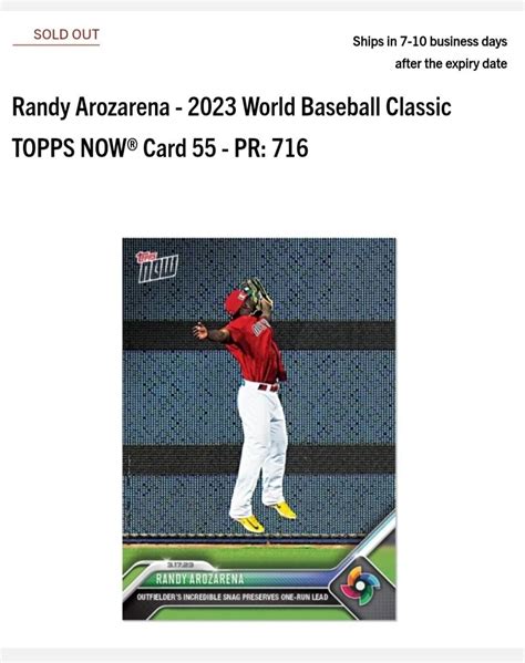 Topps Now Wbc Randy Arozarena World Baseball Classic Wbc Mexico