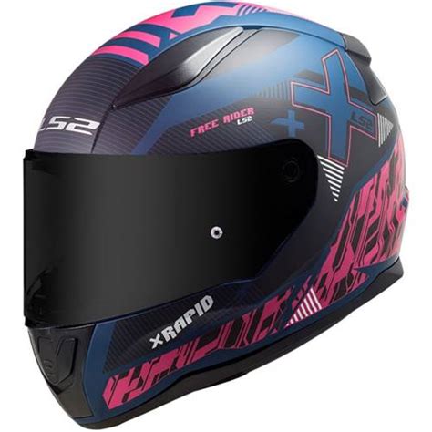 Capacete LS2 FF353 Rapid Xtreet Azul Roxo Grid Motors